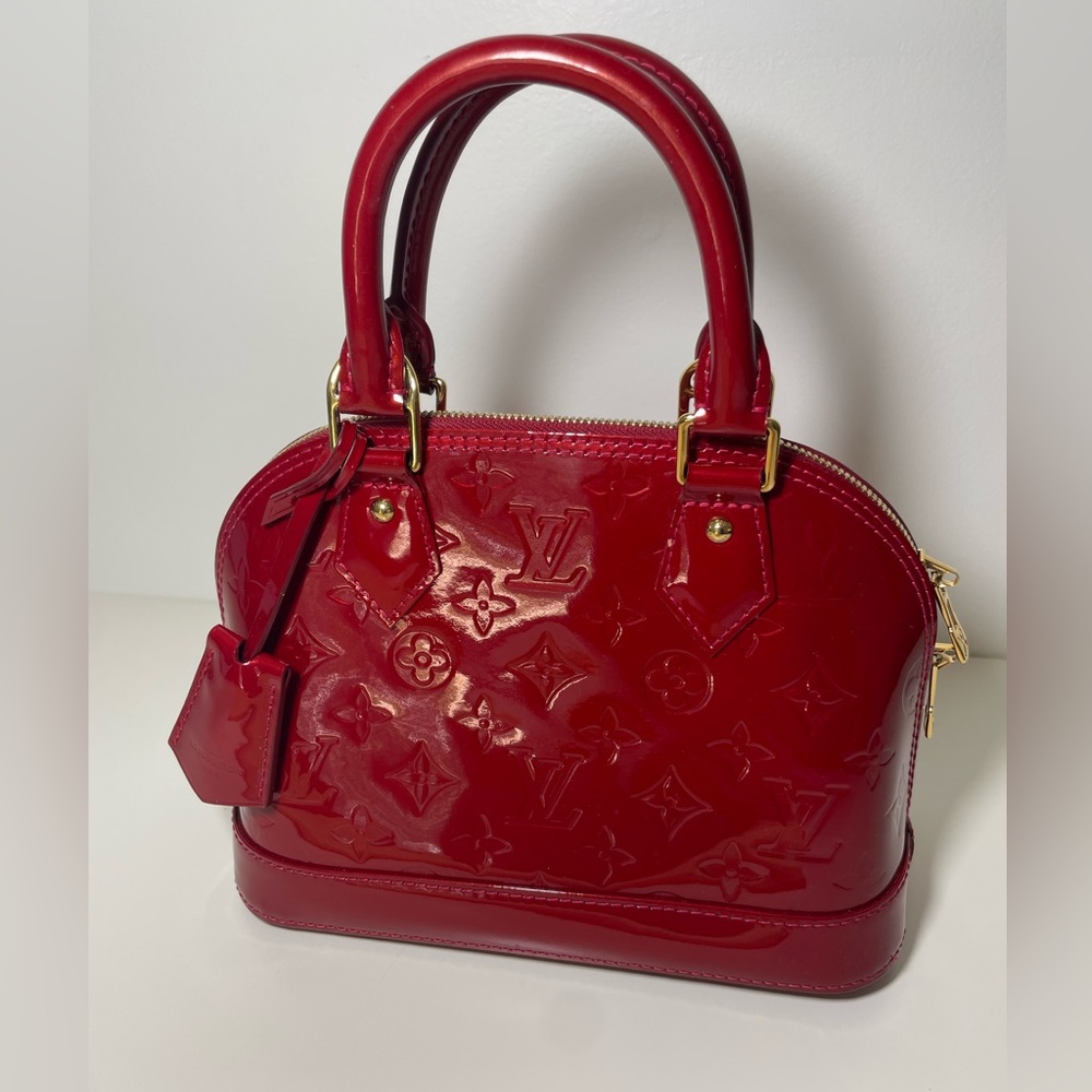 Louis Vuitton BB Alma Vernis Red  Leather Crossbody Bag